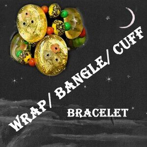 Vintage Lucite Tropical Fruit Salad Beaded Wrap Bracelet Retro Style